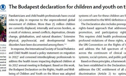 The Budapest declaration for children and youth on the move – Comment in The Lancet Child and adolescent health