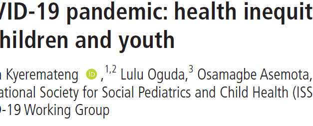COVID 19 and child and adolescent health inequity