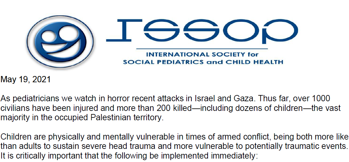 issop statement – protect children in israel & gaza