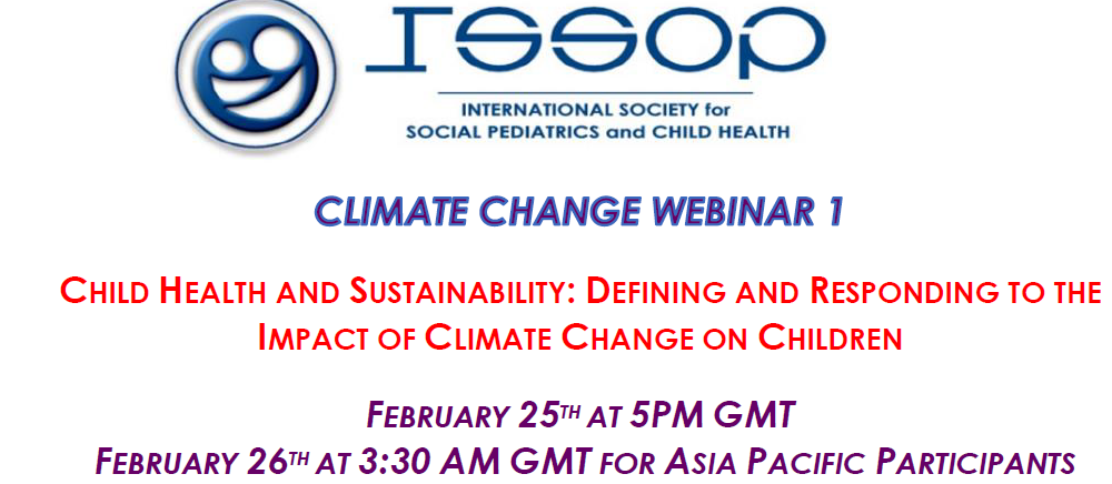 ISSOP CLIMATE CHANGE WEBINAR NO.1 ‘CHILD HEALTH AND SUSTAINABILITY’